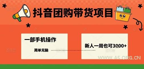 抖音团购带货项目，一部手机简单操作，一周3k+-351资源网