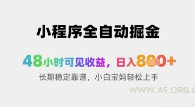 小程序全自动掘金,48小时可见收益,日入8张+长期稳定靠谱,小白宝妈轻松上手【揭秘】-351资源网