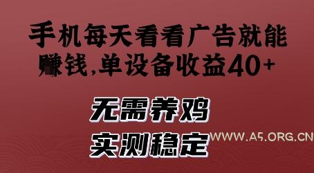 手机每天看看广告就能挣钱，单设备收益40+，无需养鸡，实测稳定【揭秘】-351资源网
