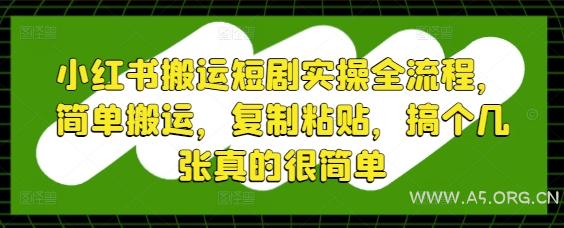 小红书搬运短剧实操全流程，简单搬运，复制粘贴，搞个几张真的很简单-351资源网