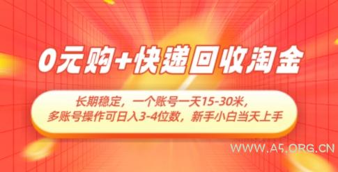 0元购+快递回收淘金,长期稳定,一个账号一天15-30米,多账号操作可日入3位数,新手小白当天上手-351资源网