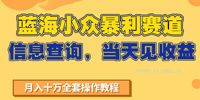 蓝海小众暴利赛道,信息查询,当天见收益,不讲玄学,7天搞了2万+-351资源网