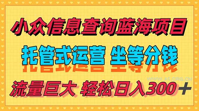 稳定日入300+,小众信息查询蓝海项目,全程懒人式托管,解放你的时间-351资源网