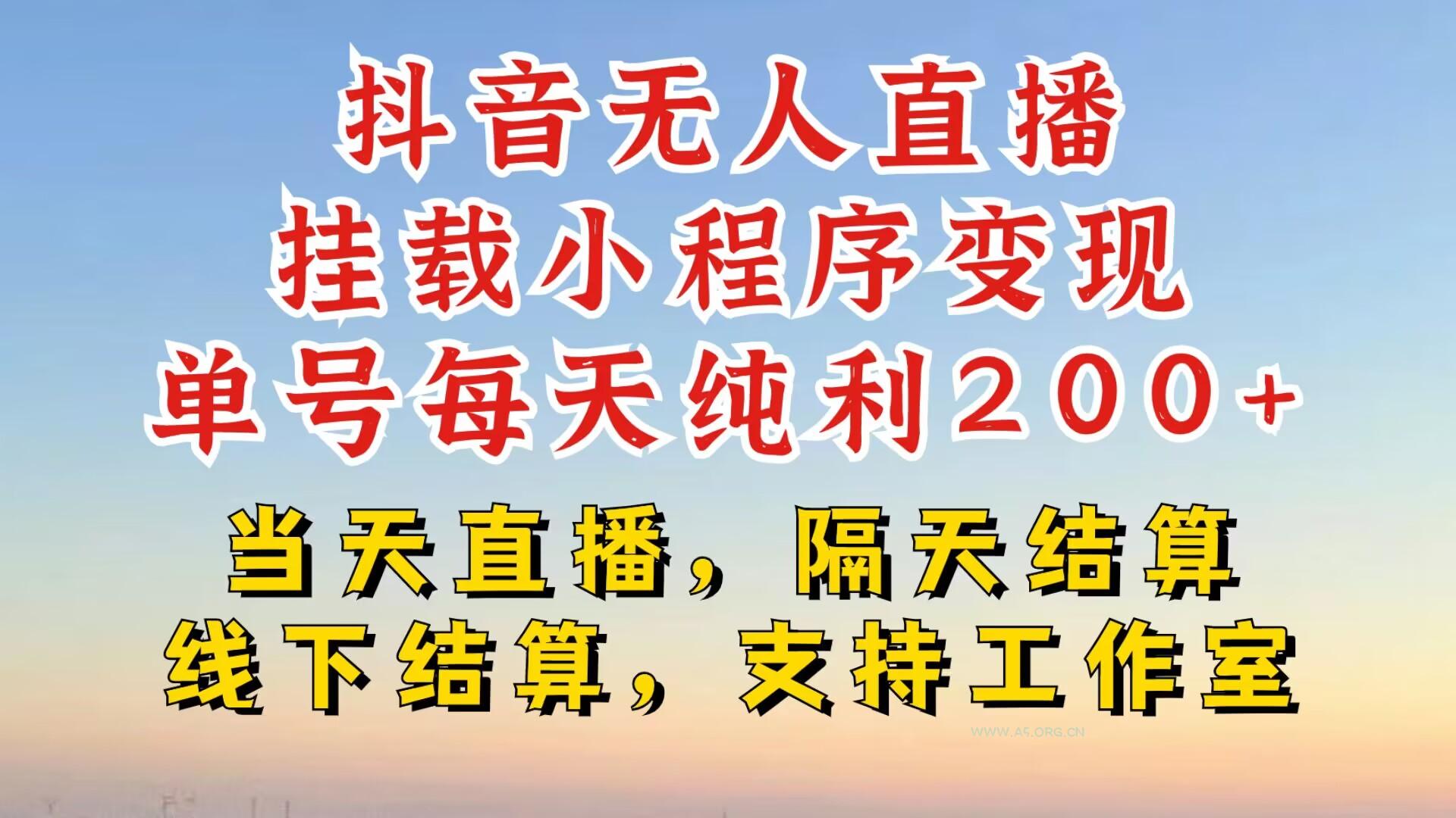 抖音无人直播挂载小程序，零粉号一天变现二百多，不违规也不封号，一场挂十个小时起步【揭秘】-351资源网