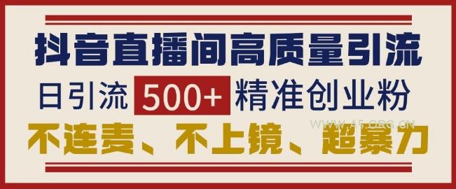 抖音直播间引流创业粉，无需连麦、不用上镜、超暴力，日引流500+高质量精准创业粉-351资源网