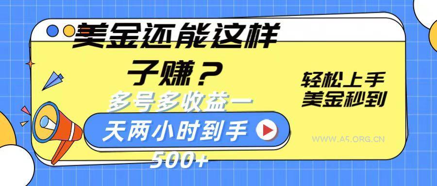 美金还能这样子赚？轻松上手，美金秒到账 多号多收益，一天 两小时，到手500+-351资源网