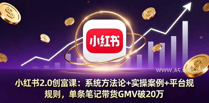 小红书2.0创富课：系统方法论+实操案例+平台规则，单条笔记带货GMV破20万-351资源网