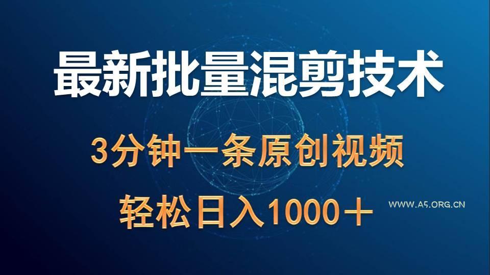 (9982期)最新批量混剪技术撸收益热门领域玩法，3分钟一条原创视频，轻松日入1000＋-351资源网