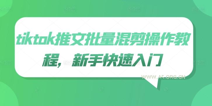 tiktok推文批量混剪操作教程，新手快速入门-351资源网