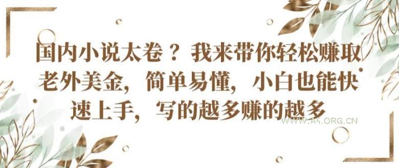 国内小说太卷 ?带你轻松赚取老外美金，简单易懂，小白也能快速上手，写的越多赚的越多【揭秘】-351资源网
