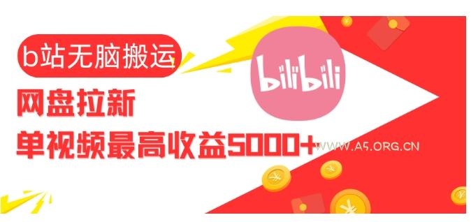 视频无脑搬运b站网盘拉新，单视频最高收益5k+【揭秘】-351资源网