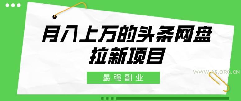 最强副业，月入上万的头条网盘拉新项目，小白新手轻松上手-351资源网