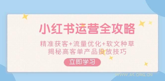 小红书运营全攻略，精准获客+流量优化+软文种草，揭秘高客单产品投放技巧-351资源网