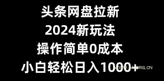 头条网盘拉新，2024新玩法，操作简单0成本，小白轻松日入1000+-351资源网