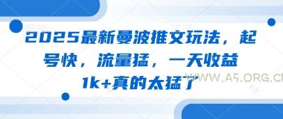 2025最新曼波推文玩法，起号快，流量猛，一天收益1k+真的太猛了-351资源网