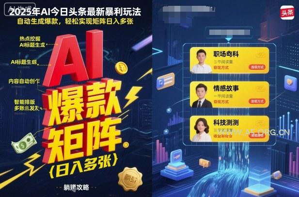 2025年AI今日头条最新暴利玩法，自动生成爆款，轻松实现矩阵日入多张-351资源网