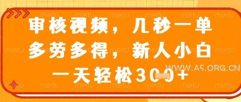 视频审核员，几秒一单，不限时间，不限地点，多做多得，新人小白一天轻松几张+【揭秘】-351资源网