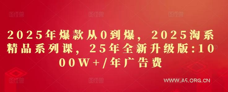 2025年爆款从0到爆，2025淘系精品系列课，25年全新升级版：1000W+1年广告费-351资源网