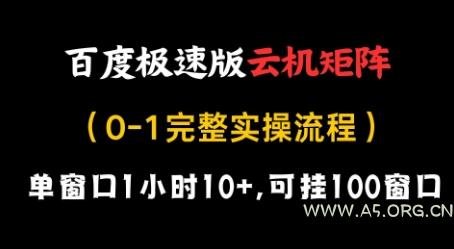 百度极速版云机矩阵项目，单窗口1小时10+，可挂100窗口，完整实操流程【揭秘】-351资源网