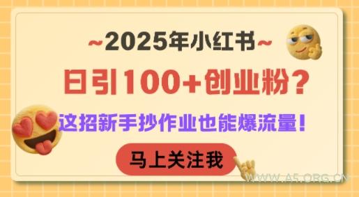 2025年小红书日引100+创业粉?这招新手抄作业也能爆流量!-351资源网