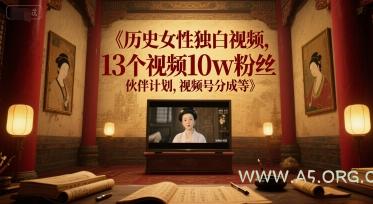 历史女性独白视频，13个视频10w粉丝，伙伴计划，视频号分成等-351资源网