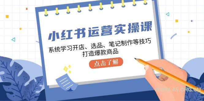小红书运营实操课，系统学习开店、选品、笔记制作等技巧，打造爆款商品-351资源网