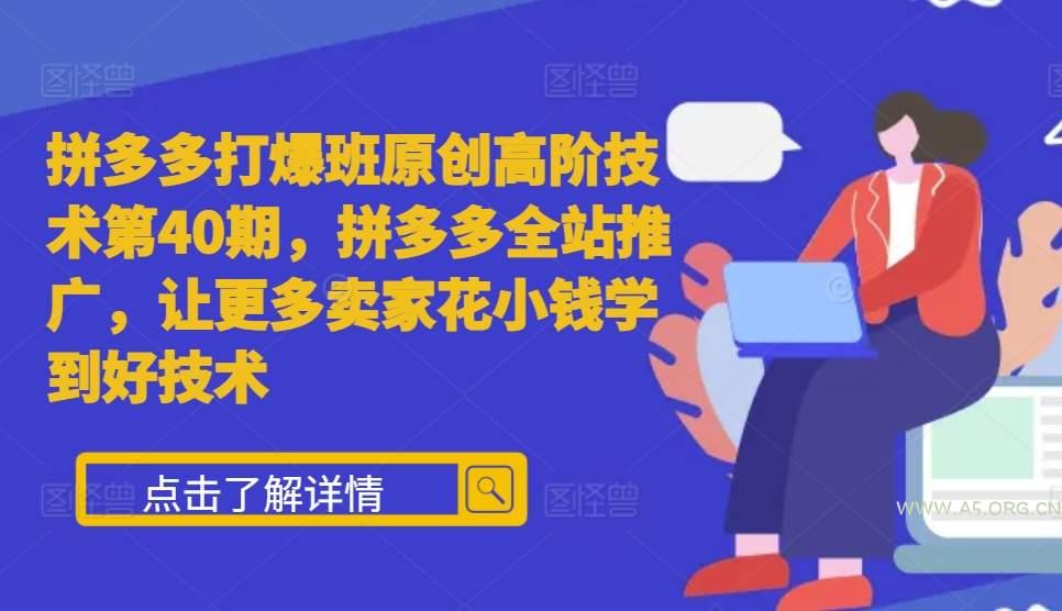 拼多多打爆班原创高阶技术第40期，拼多多全站推广，让更多卖家花小钱学到好技术-351资源网