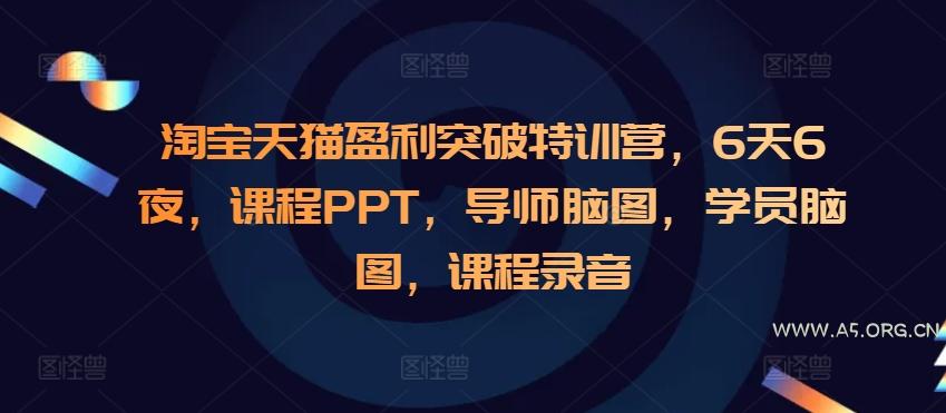 淘宝天猫盈利突破特训营，6天6夜，课程PPT，导师脑图，学员脑图，课程录音-351资源网