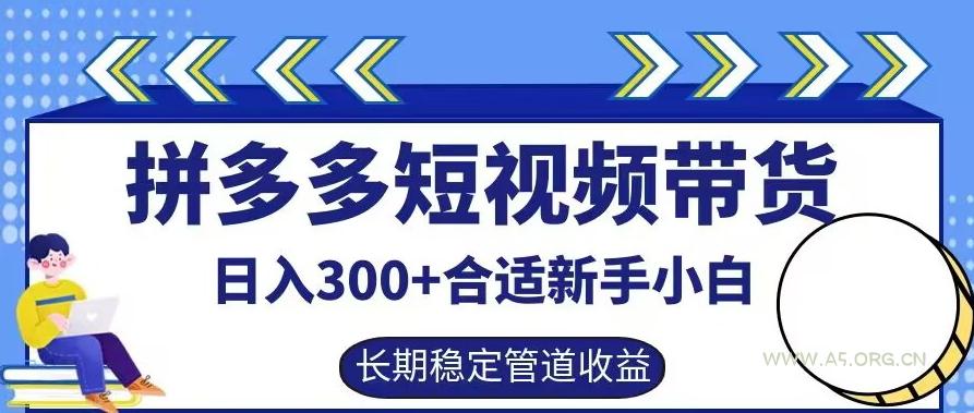 拼多多短视频带货日入300+有长期稳定被动收益，合适新手小白【揭秘】-351资源网