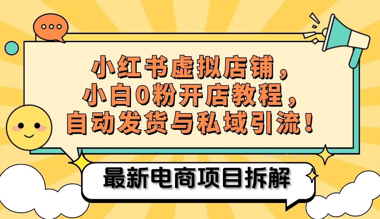 小红书电商，小白虚拟类目店铺教程，被动收益+私域引流-351资源网
