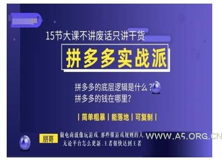 朋哥电商(拼多多实战派)，15节大课不讲废话只讲干货，简单粗暴 能落地 可复制-351资源网