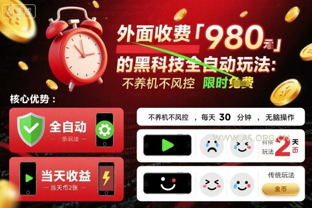 外面收费980的黑科技全自动玩法，不养机不风控，每天30分钟，无脑操作，当天收益2张【揭秘】-351资源网