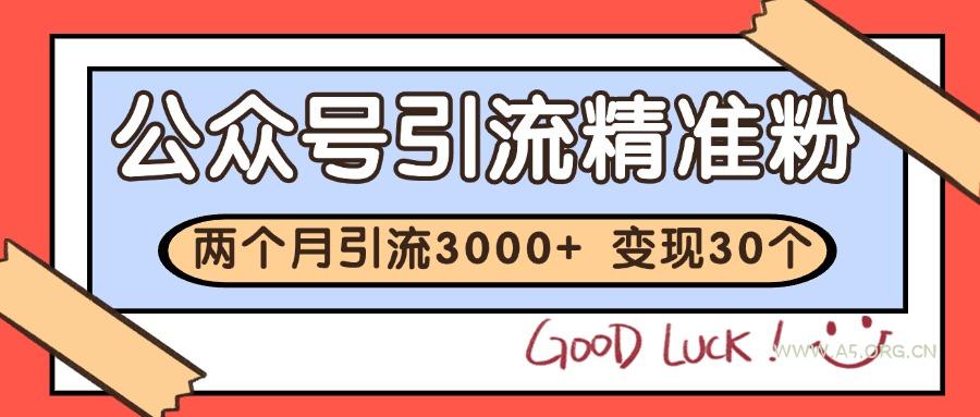 公众号精准粉引流玩法 2个月3000+精准粉 变现30万+-351资源网