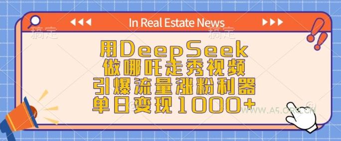 用DeepSeek做哪吒走秀视频,引爆流量涨粉利器,单日变现1k-351资源网
