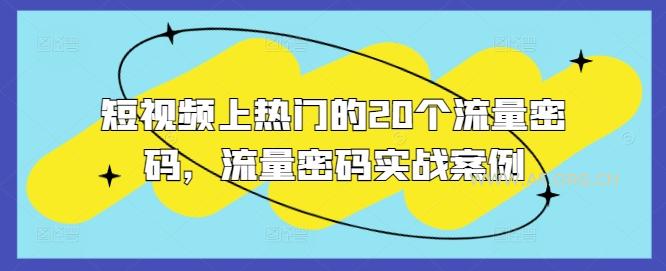 短视频上热门的20个流量密码，流量密码实战案例-351资源网