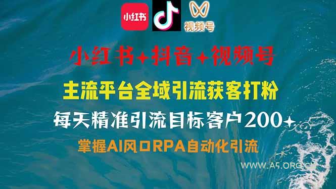 小红书、抖音、视频号全域多平台引流获客，日引目标客户200+，RPA自动...-351资源网