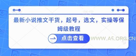 最新小说推文干货，起号，选文，实操等保姆级教程-351资源网