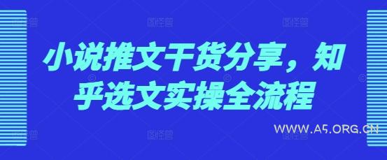 小说推文干货分享，知乎选文实操全流程-351资源网