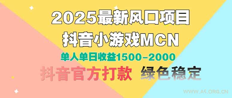 2025最新风口项目 抖音小游戏MCN 单人单日收益1500-2000+-351资源网