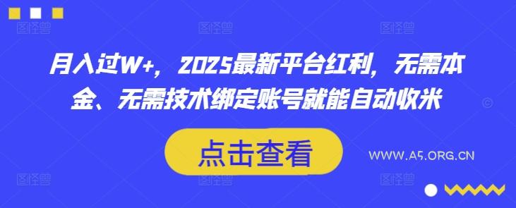 月入过W+,2025最新平台红利,无需本金、无需技术绑定账号就能自动收米-351资源网