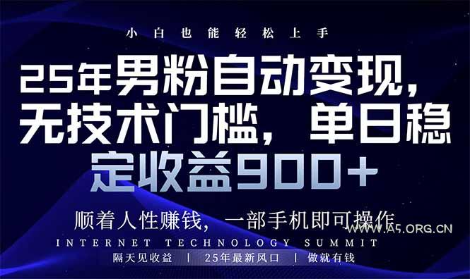 25年男粉自动变现,小白轻松上手,日入900+-351资源网