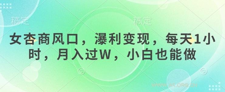 女杏商风口,瀑利变现,每天1小时,月入过W,小白也能做-351资源网