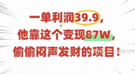 一单利润39.9,有人靠这个变现几十个,偷偷闷声发财的项目-351资源网