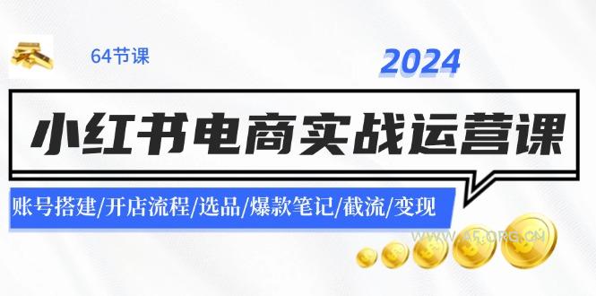 2024小红书电商实战运营课：账号搭建/开店流程/选品/爆款笔记/截流/变现-351资源网