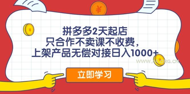 拼多多2天起店，只合作不卖课不收费，上架产品无偿对接日入1000+-351资源网