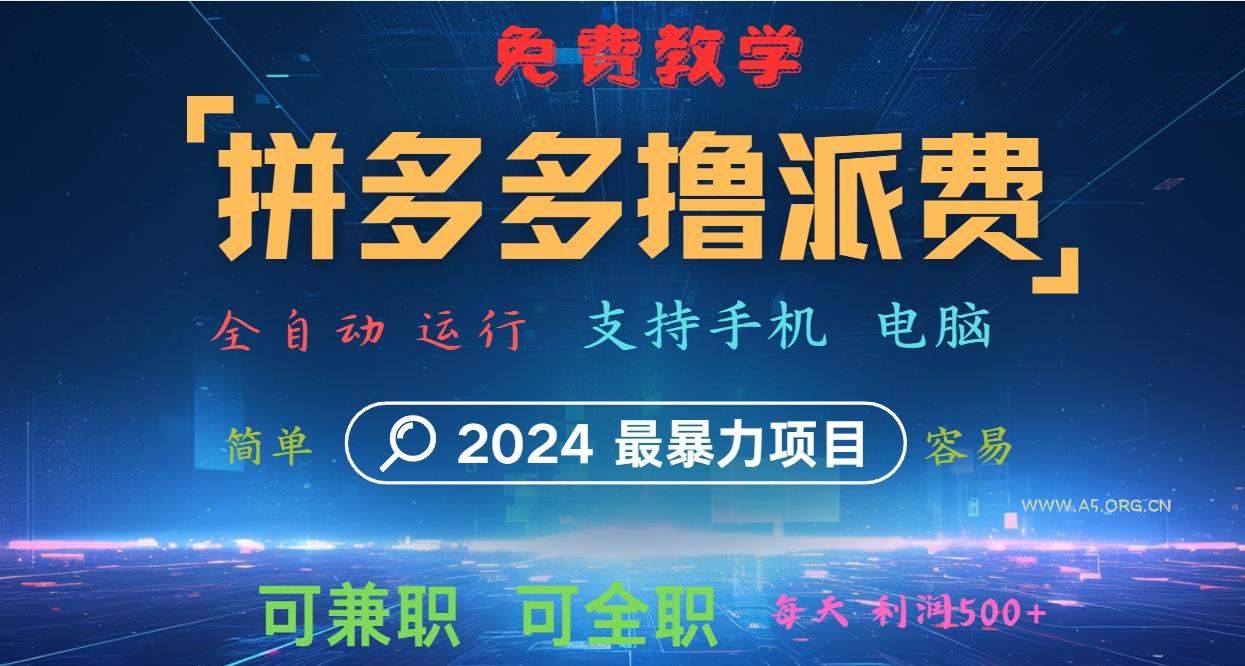 拼多多撸派费,2024最暴利的项目。软件全自动运行,日下1000单。每天利润500+,免费-351资源网