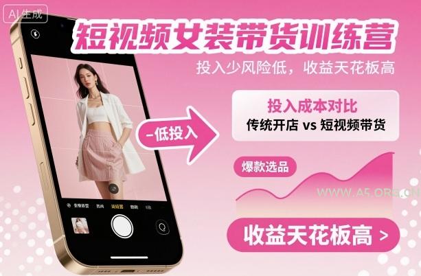 短视频女装带货训练营，投入少风险低，收益天花板高-351资源网