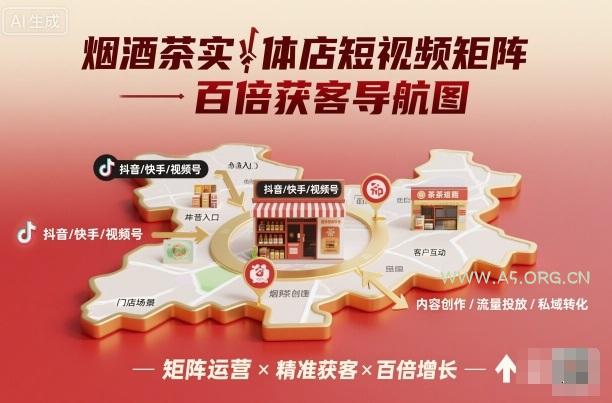 烟酒茶实体店短视频矩阵百倍获客导航图-351资源网