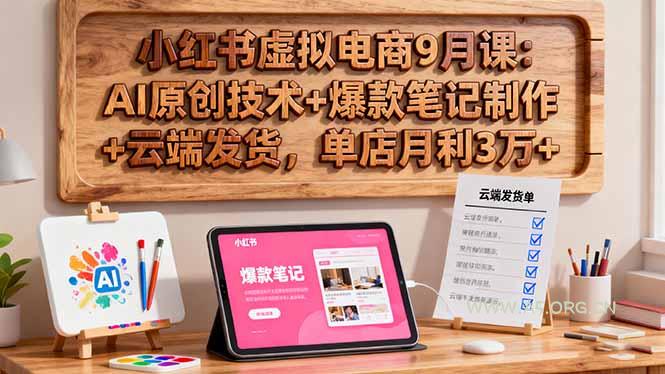 小红书虚拟电商9月课：AI原创技术+爆款笔记制作+云端发货，单店月利3万+-351资源网