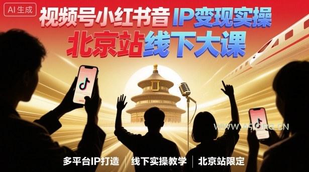 视频号小红书抖音IP变现实操北京站线下大课，40+行业短视频高变现姿势，100+IP高变现实操技术-351资源网